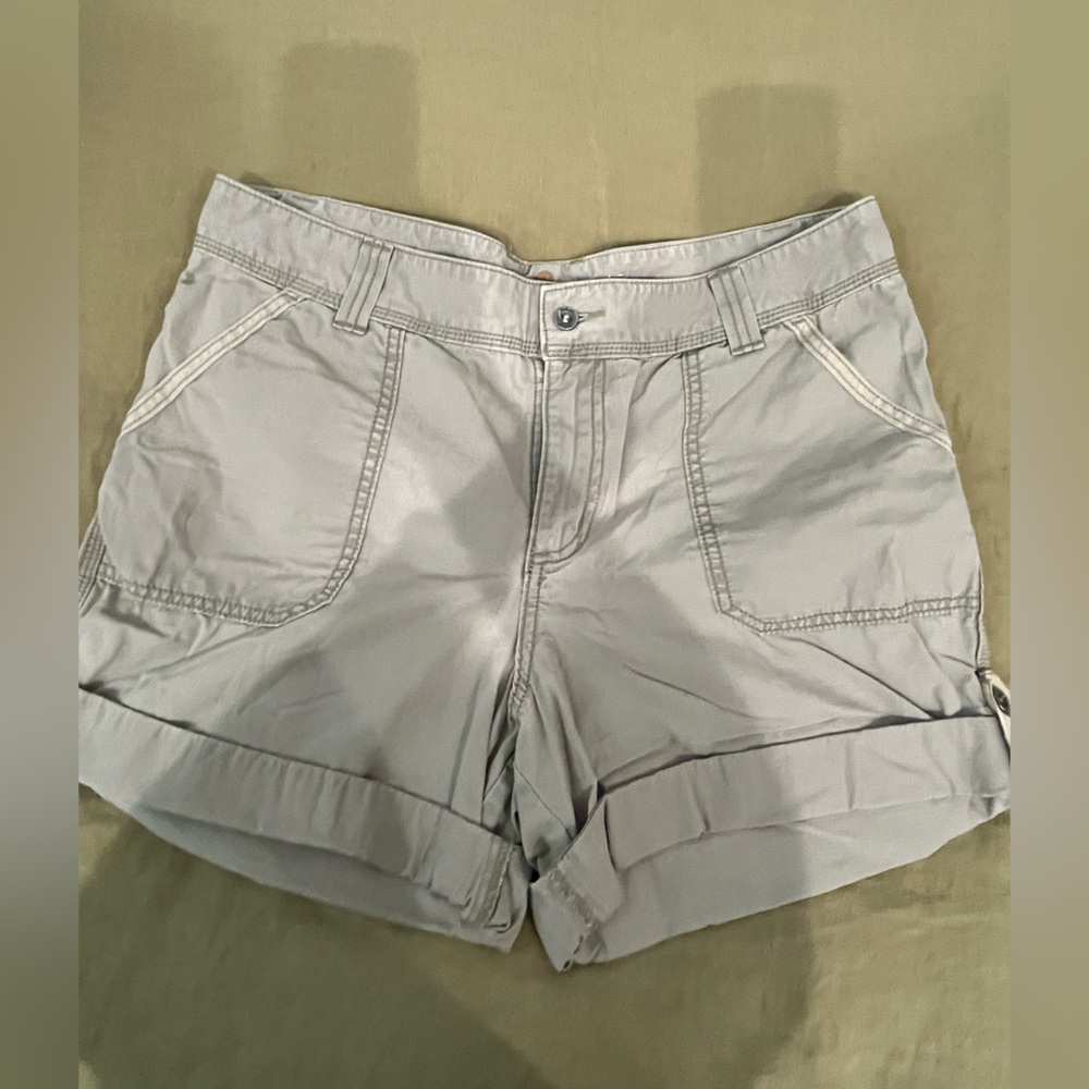 Carhartt Light Beige Cotton Blend Bermuda Shorts with Rolled Hems